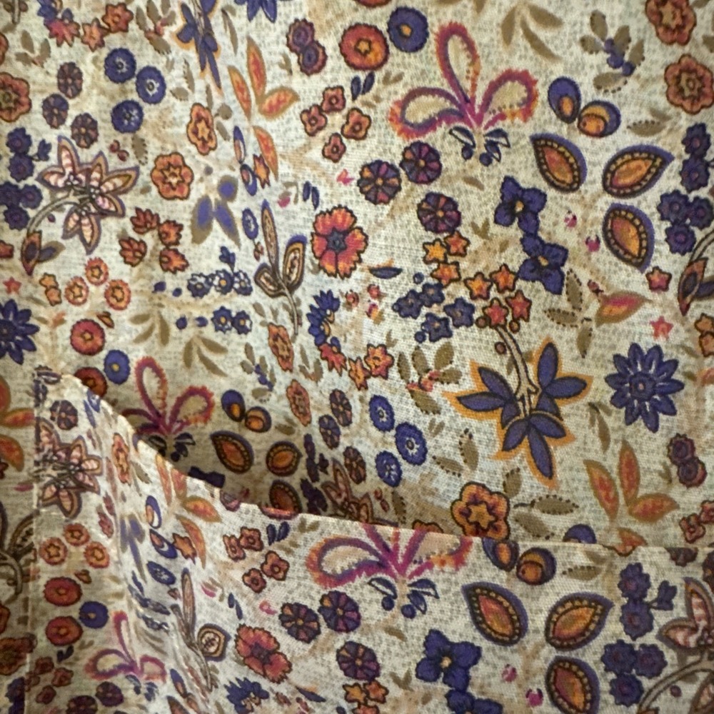 Alan Flusser Button Up Shirt LG Men's Tan Floral Short Sleeve Casual - Picture 3 of 16